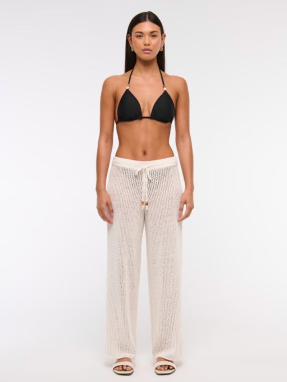 Abercrombie & Fitch Mid Rise Crochet-Style Coverup Pant